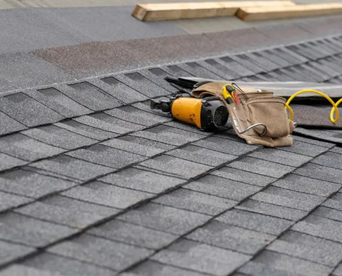 a roof with tools on it