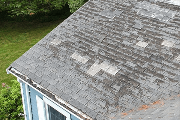 an old weathered roof of a house