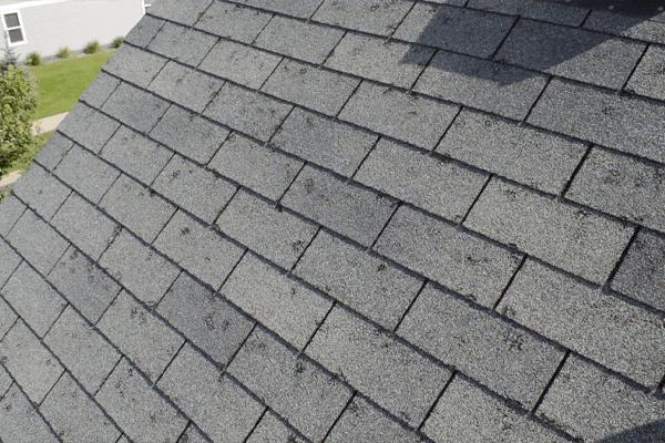 a roof damaged by hail