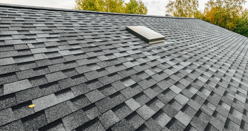 a roof with a skylight on it